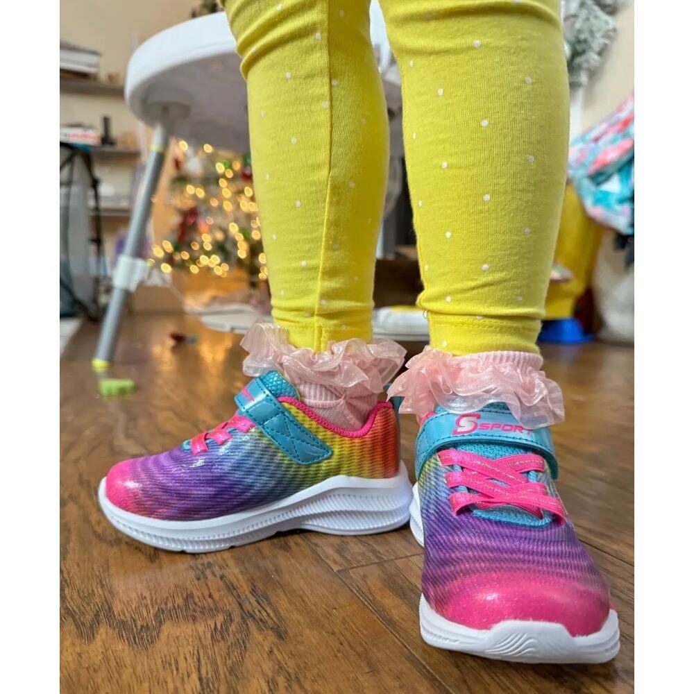 Skechers S‎ Sport Vivy Rainbow Pattern Hook & Eye Toddler Sneakers Size 6
